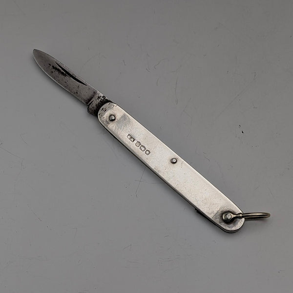 1941 British vintage sterling silver handle steel blade folding knife William Needam